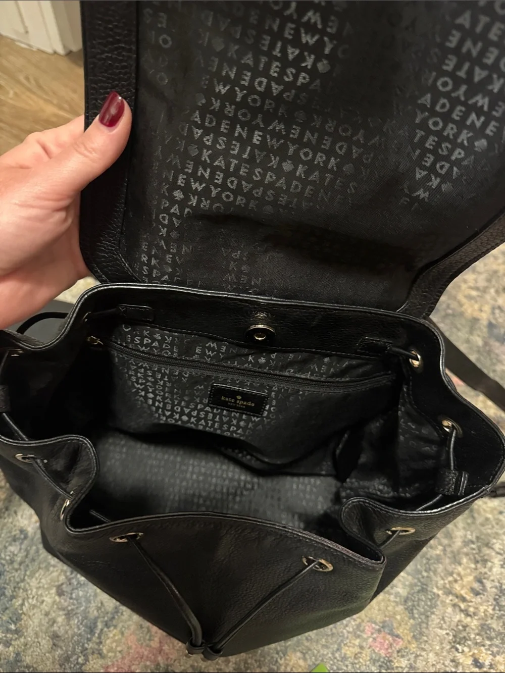 Like new Kate Spade Breezy Mulberry Street Black Leather Backpack